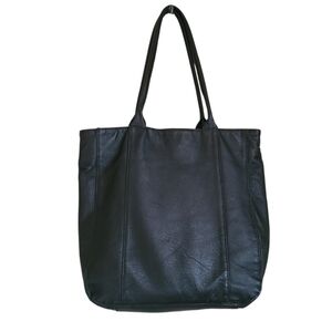 chico's black leather tote bag large shoulder handbag minimalist daily carryall